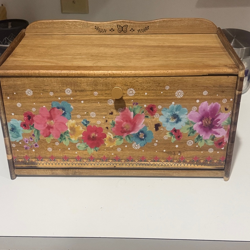 The Pioneer Woman Floral Wooden Recipe Box in Pink, Blue, Yellow, Green